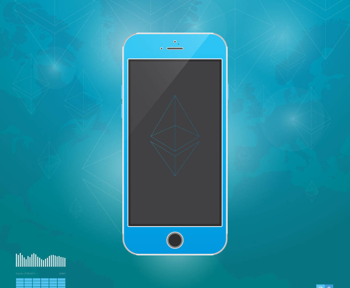 Ethereum Network and Mobile Technology Illustration