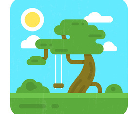 Flat Illustration with a Tree