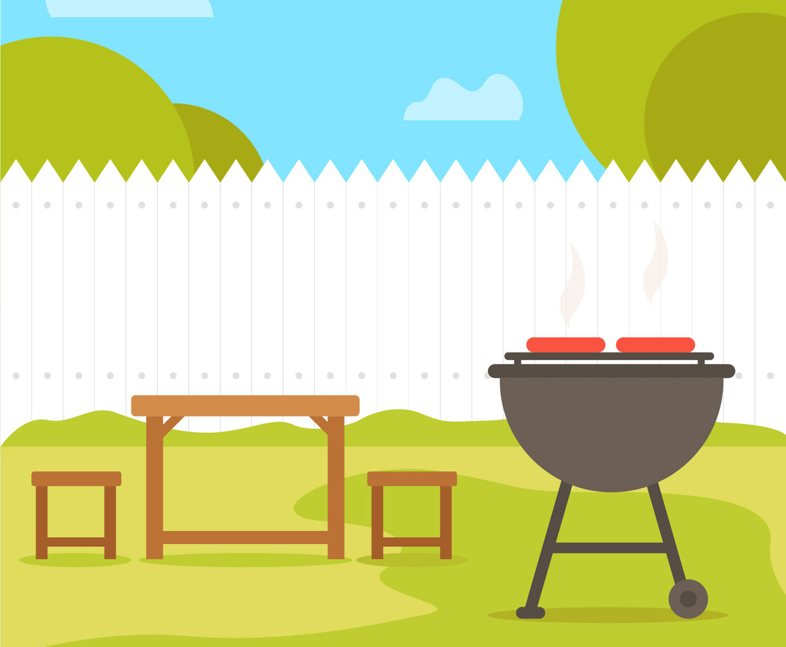 Backyard Barbecue Flat Illustration