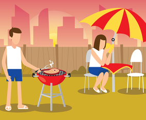 Couple Doing Romantic Barbecue Party