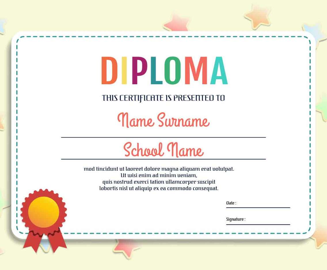 Kindergarten Diploma Template Vector