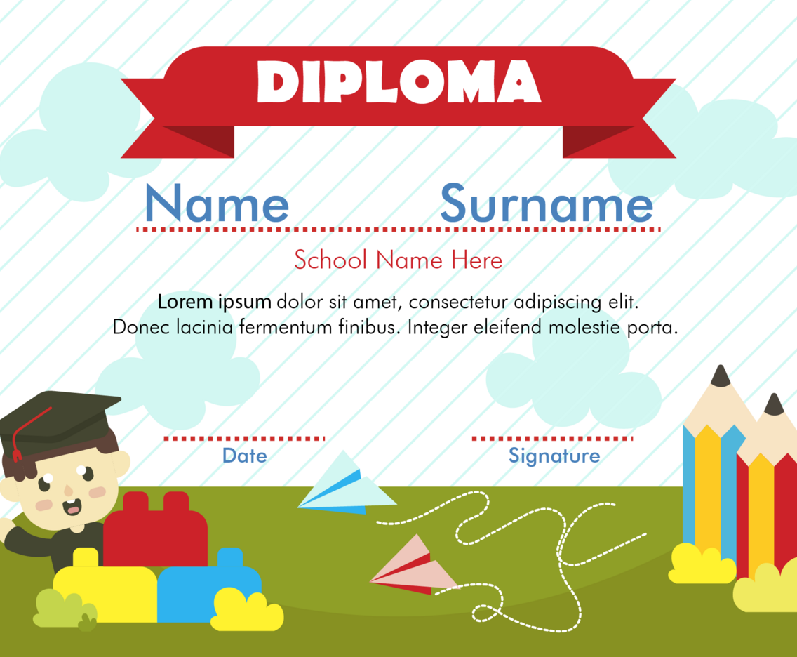 Kindergarten Diploma Vector