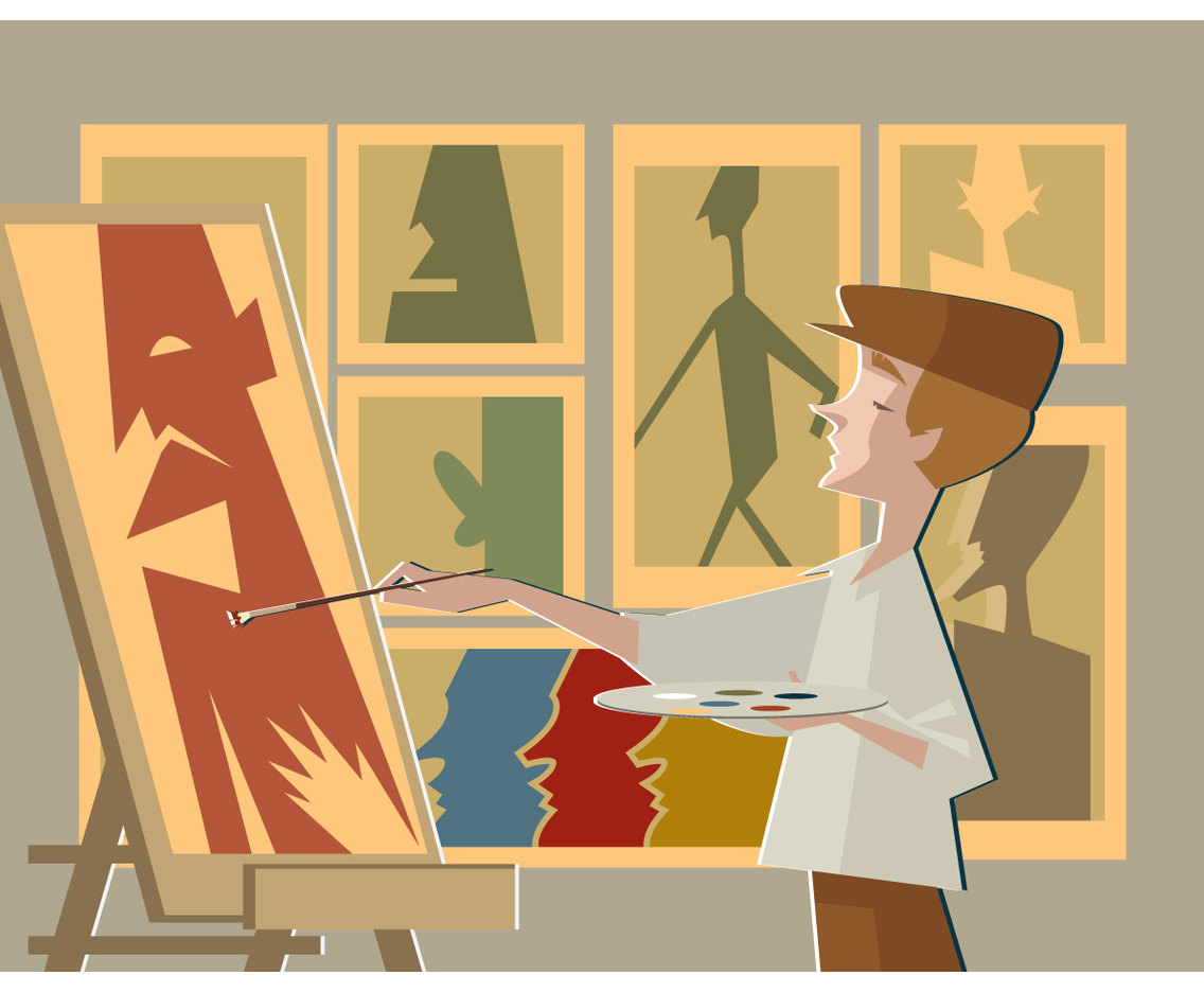 Drawing Student Vector