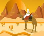 Illustration Of Nomad Walk In The Desert