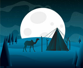 Illustration Of Nomad Walk In The Desert