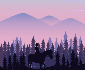 Wanderers Using Horses In The Mountains