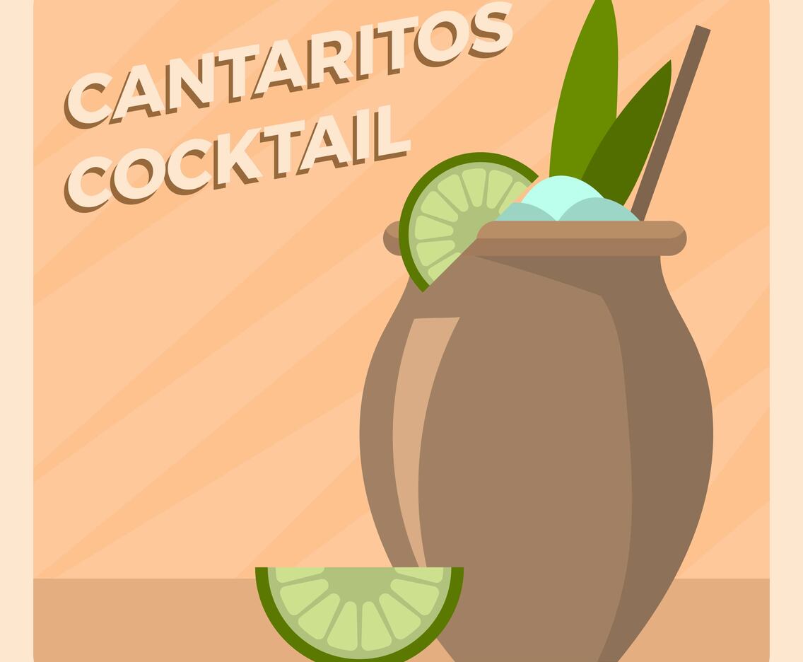 Flat Cantaritos Cocktail Vector Illlustration