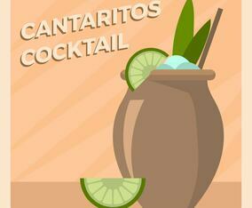 Flat Cantaritos Cocktail Vector Illlustration