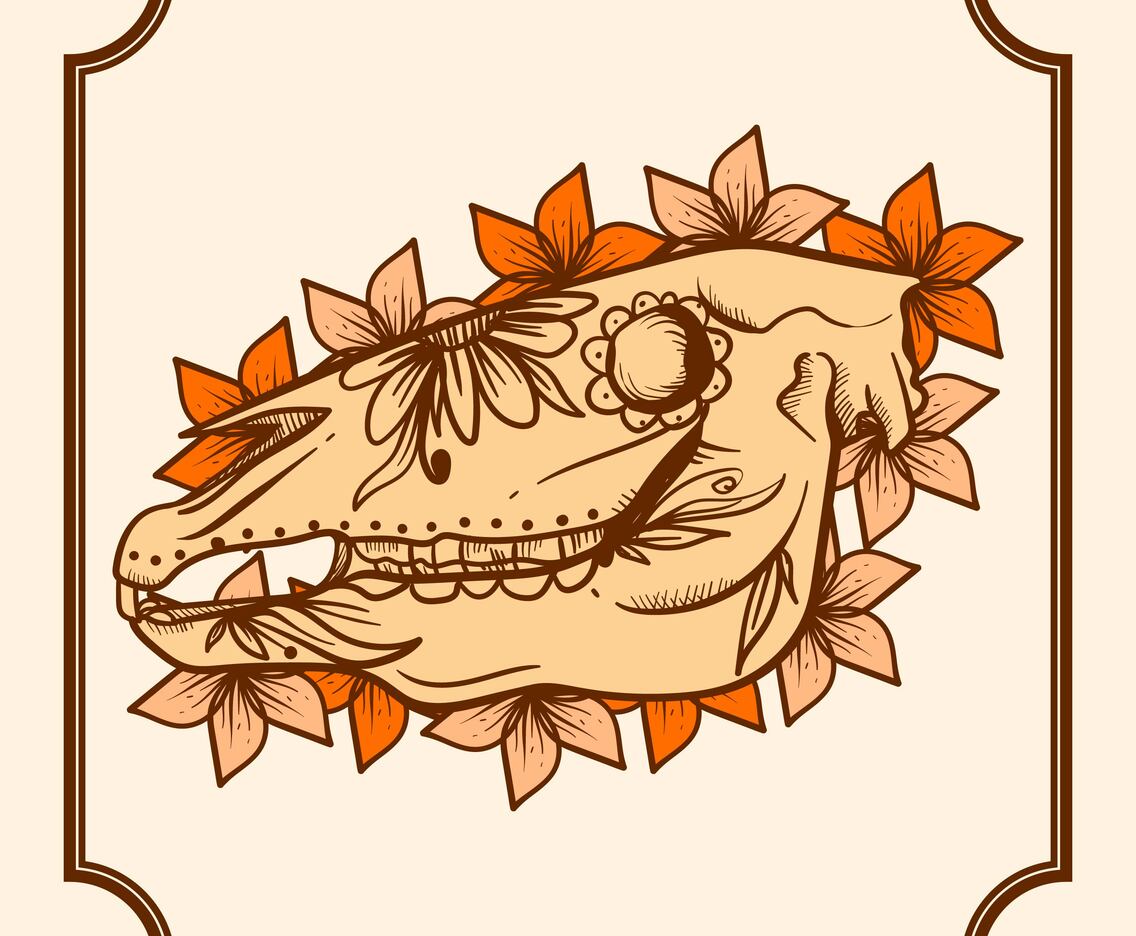Hand Drawn Day of the Dead horse Vector Illustration