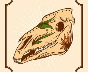 Hand Drawn Day of the Dead horse Vector Illustration