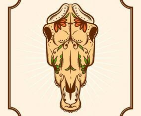 Hand Drawn Day of the Dead horse Vector Illustration