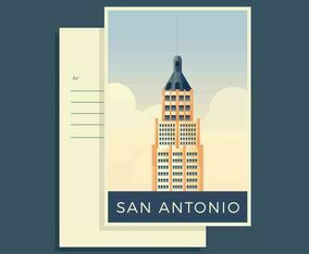 San Antonio Postcard Vector