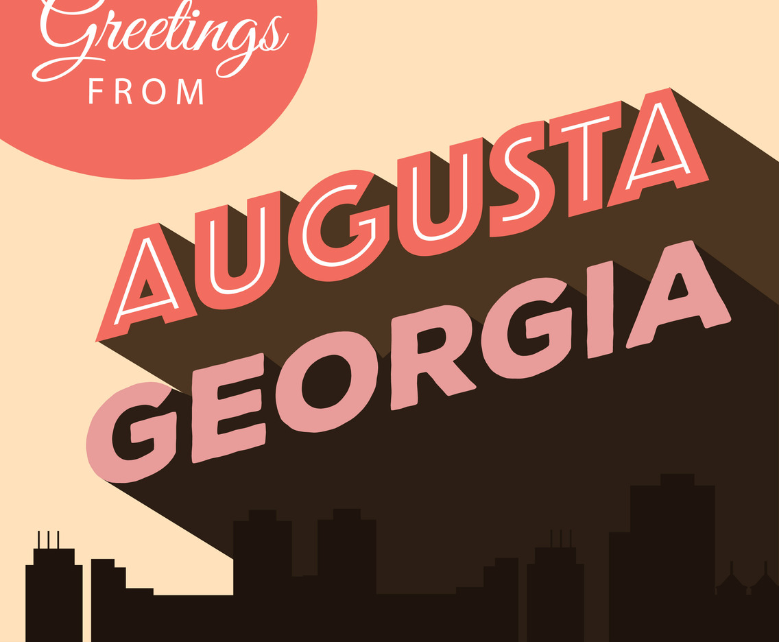 Augusta Georgia Postcard Illustration
