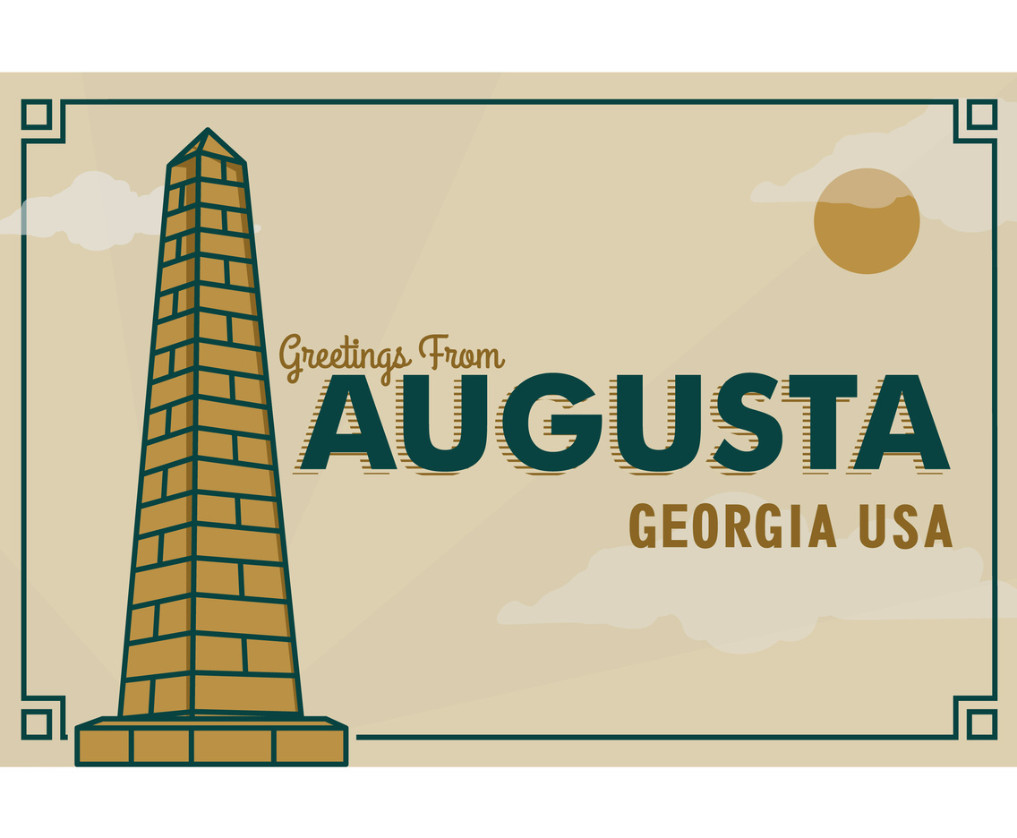 Augusta Georgia Postcard Illustration