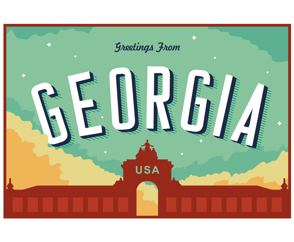 Augusta Georgia Postcard Illustration