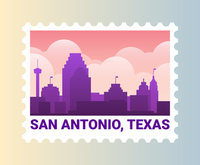 San Antonio Texas Skyline United States Stamp Illustration