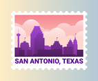San Antonio Texas Skyline United States Stamp Illustration