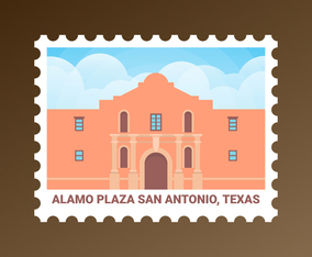 Alamo Plaza San Antonio Texas United States Stamp