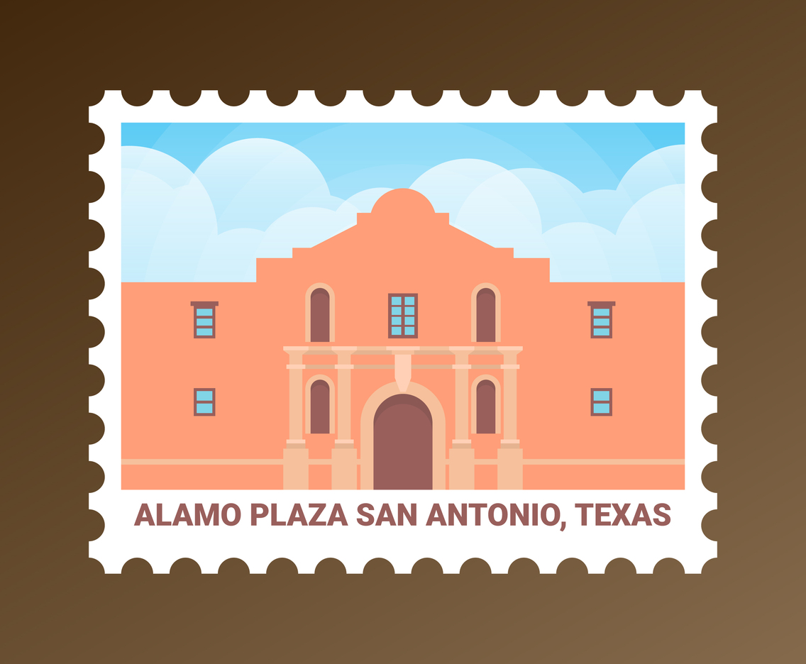 Alamo Plaza San Antonio Texas United States Stamp