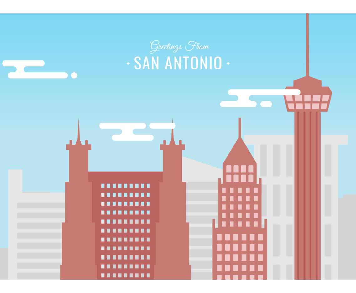 San Antonio Postcard Vector Illustration
