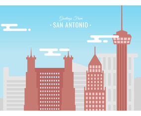 San Antonio Postcard Vector Illustration