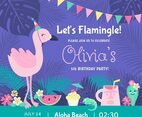 Let’s Flamingle Polynesian Birthday Party Vector Invitation Card