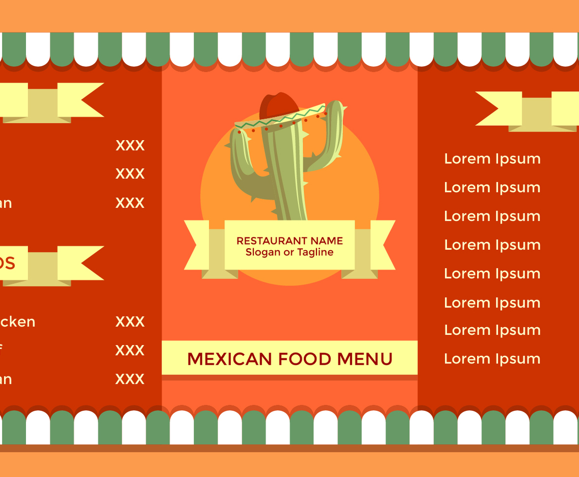 Vintage Mexican Food Menu Template Vector