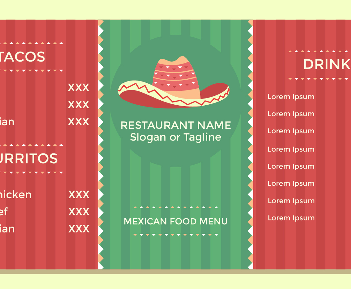 Mexican Food Menu Flyer Template Vector