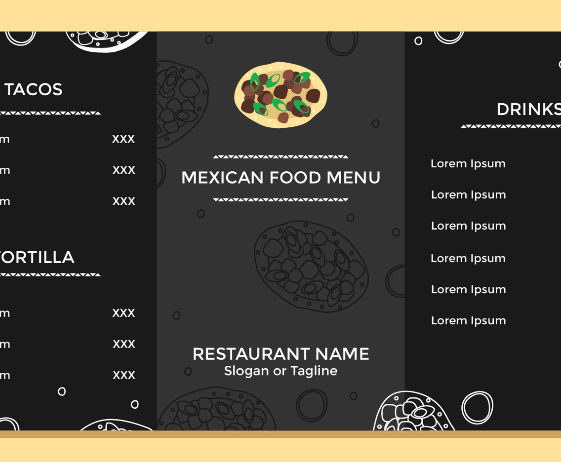 Mexican Food Menu Template Vector