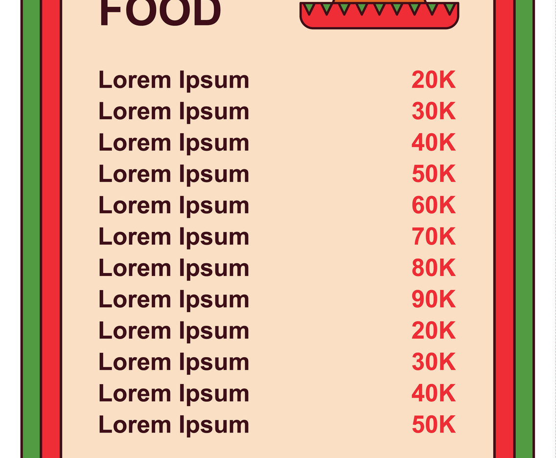Mexican Food Menu With Illustration