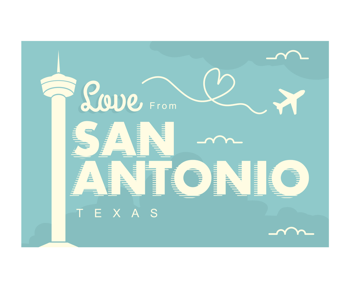 San Antonio Postcard Illustration