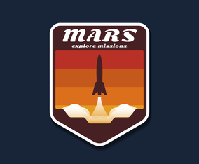 Mars Space Mission Badges And Logo Emblems