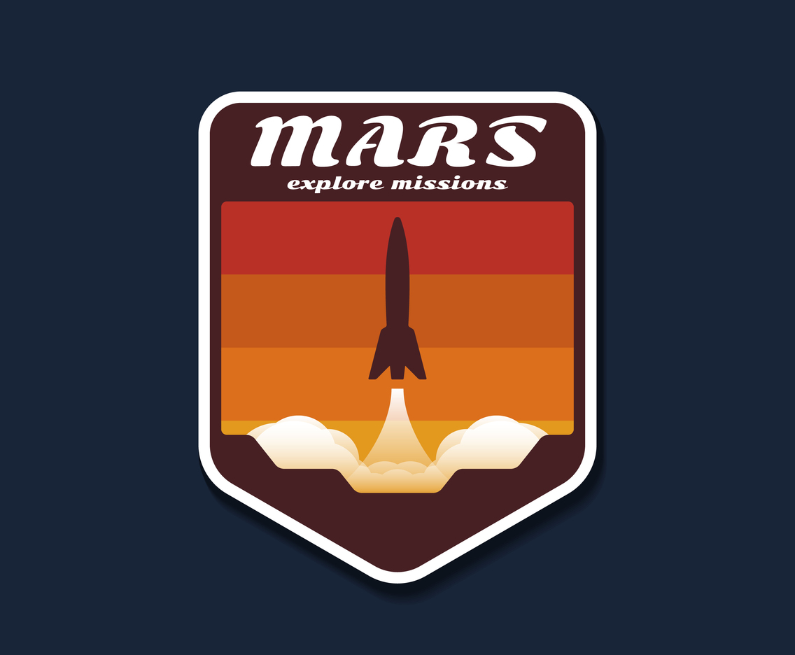 Mars Space Mission Badges And Logo Emblems