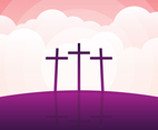 Calvary And Crosses Landscape Illustration
