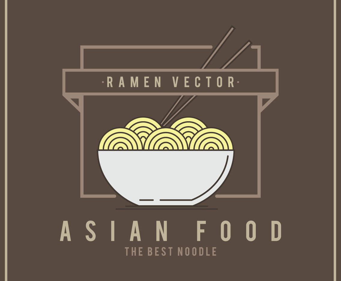 Ramen Badge Flat Vector