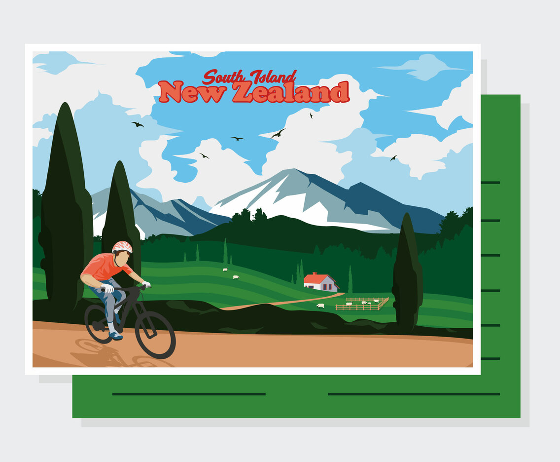 New Zealand Postcard Vector