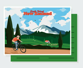 New Zealand Postcard Vector