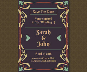 Invitation Cards With Art Nouveau Ornament Template