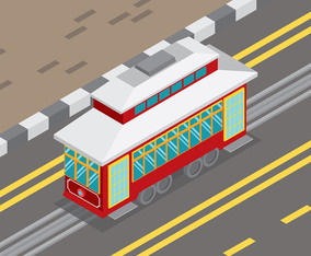 New Orleans Streetcar Isometric Illustration