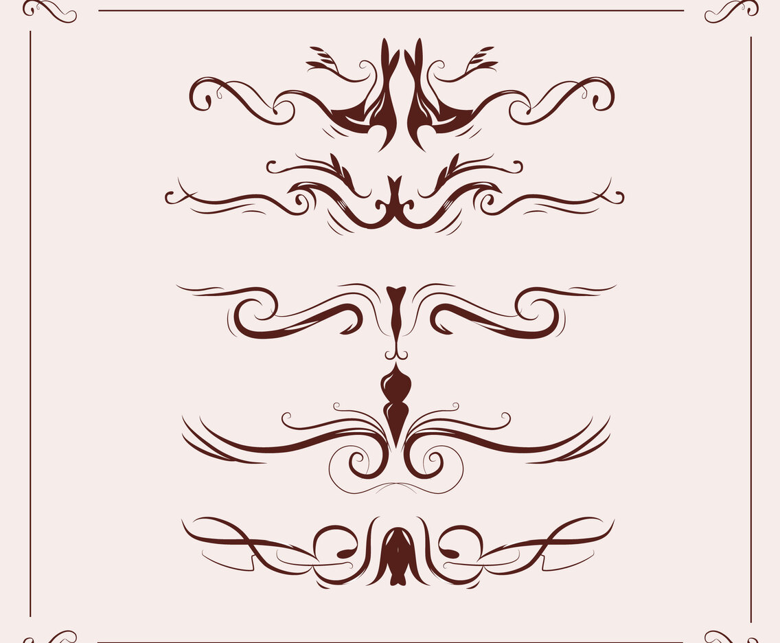 Art Nouveau Header Elements Decoration