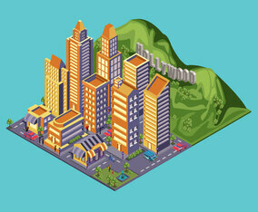 Hollywood sign isometric