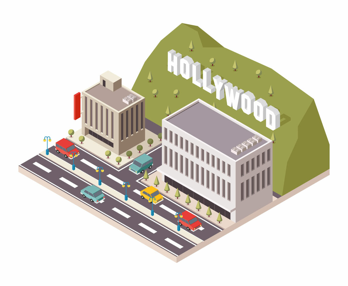 Hollywood sign isometric