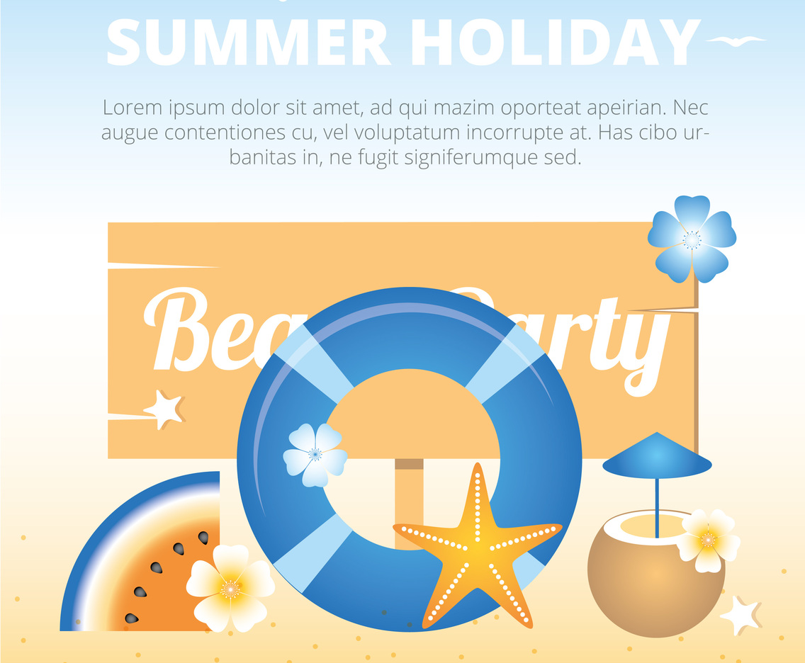 Vector Beach Party Greeting Card