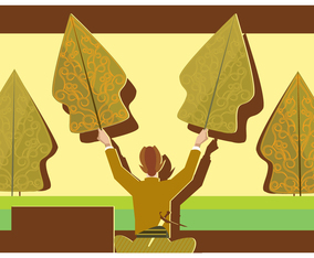 A Dalang With Gunungan Vector