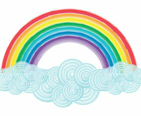 Watercolor Rainbow  Clouds