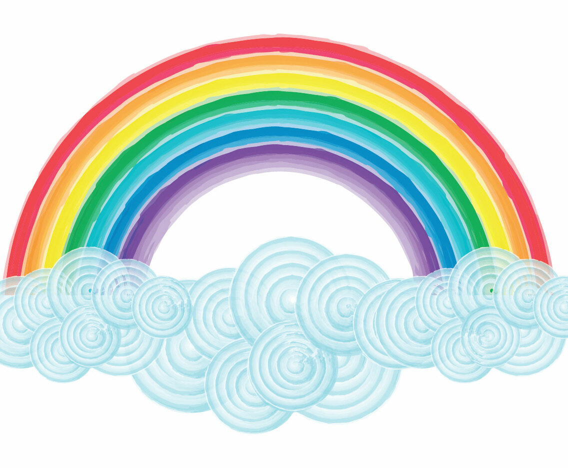 Watercolor Rainbow  Clouds