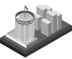 capitol record landmark building isometric illustration