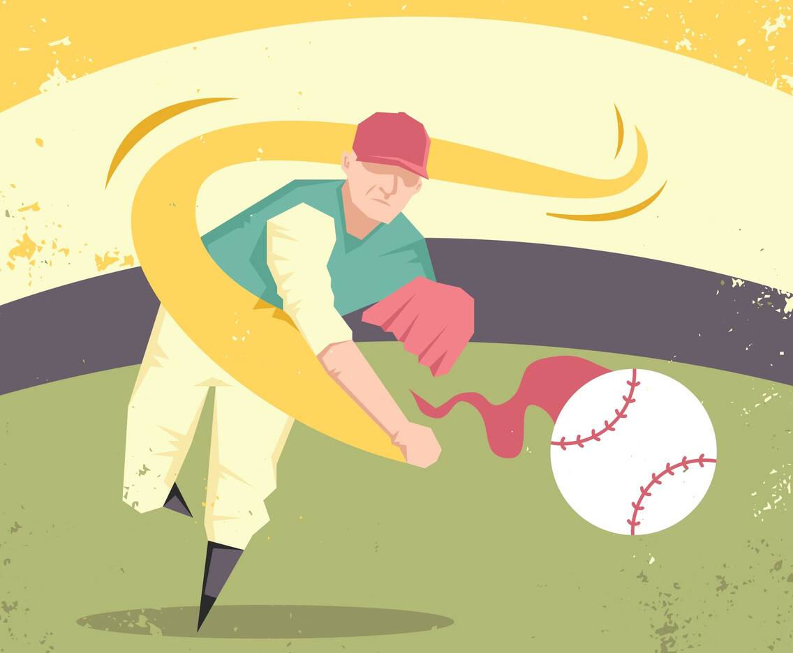 Abstract Baseball Player Vintage Illustration Vector