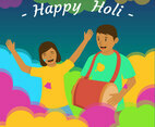 Couple Celebrating Holi Festival