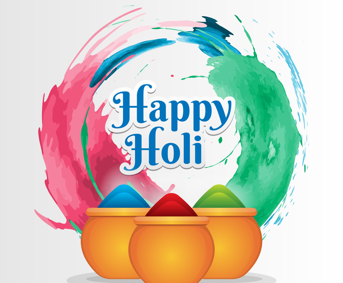 Happy Holi Festival With Colorful Gulaal Of Colors Greeting Background